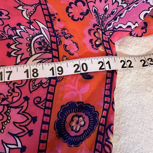 Josie NATORI‎ Pink Multi Hollywood Boho Wrap/Robe Size M Kimono Sleeves - Picture 6 of 9